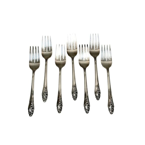 EVENING STAR 1950 Salad Forks Set 7 Community Silver Plate - Picture 1 of 4
